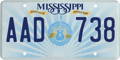 MS license plate AAD738