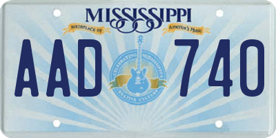 MS license plate AAD740