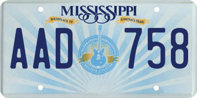 MS license plate AAD758