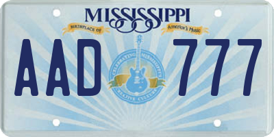 MS license plate AAD777