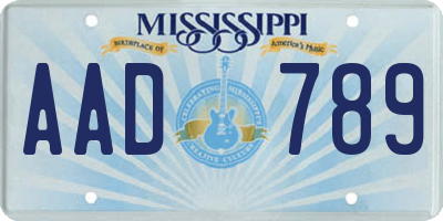 MS license plate AAD789