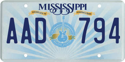 MS license plate AAD794