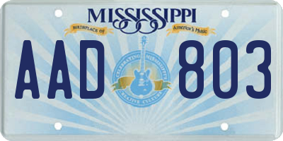MS license plate AAD803