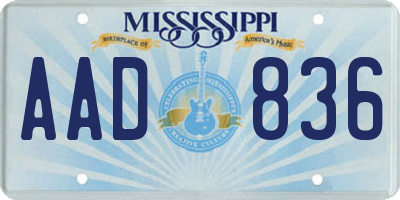 MS license plate AAD836