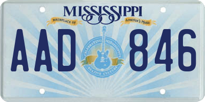 MS license plate AAD846
