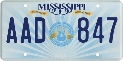 MS license plate AAD847