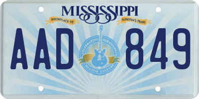 MS license plate AAD849