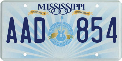 MS license plate AAD854