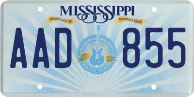 MS license plate AAD855