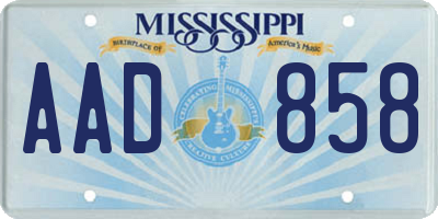 MS license plate AAD858