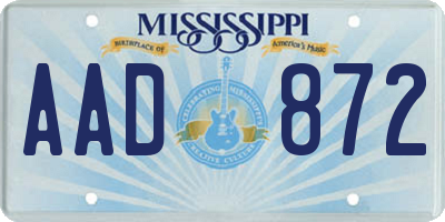 MS license plate AAD872