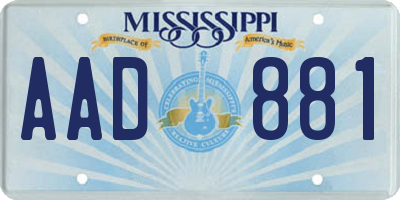 MS license plate AAD881