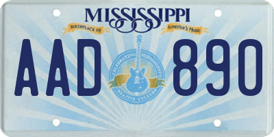 MS license plate AAD890