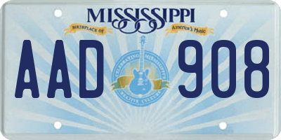 MS license plate AAD908