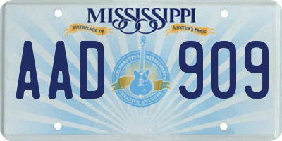 MS license plate AAD909