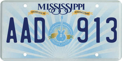 MS license plate AAD913