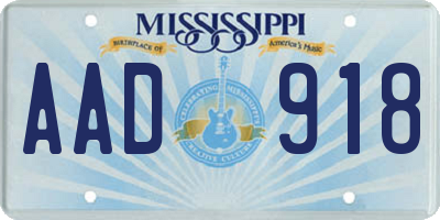 MS license plate AAD918