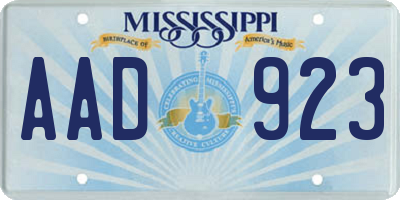 MS license plate AAD923