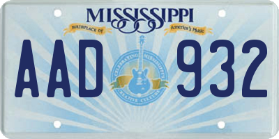 MS license plate AAD932