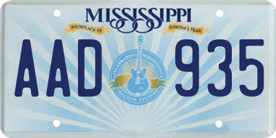 MS license plate AAD935