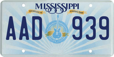 MS license plate AAD939