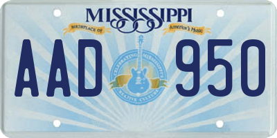 MS license plate AAD950