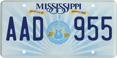 MS license plate AAD955