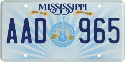 MS license plate AAD965