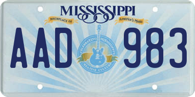 MS license plate AAD983