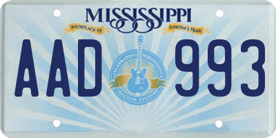 MS license plate AAD993