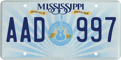 MS license plate AAD997