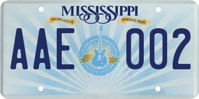 MS license plate AAE002