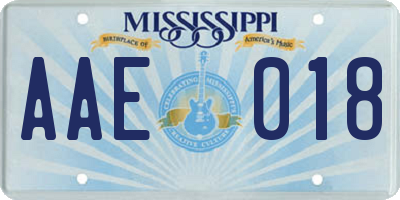 MS license plate AAE018