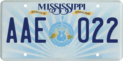 MS license plate AAE022