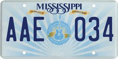 MS license plate AAE034