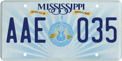 MS license plate AAE035
