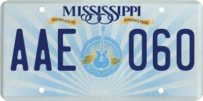 MS license plate AAE060