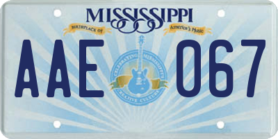 MS license plate AAE067