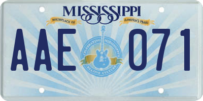 MS license plate AAE071