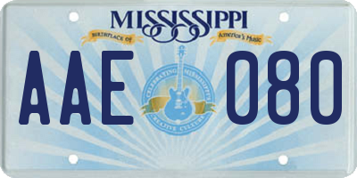 MS license plate AAE080