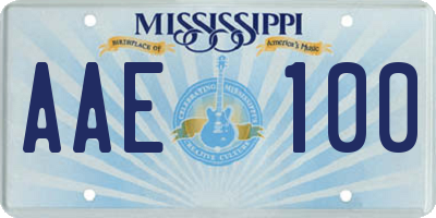 MS license plate AAE100