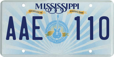 MS license plate AAE110
