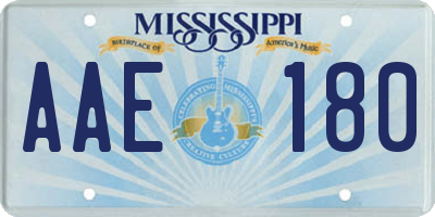 MS license plate AAE180
