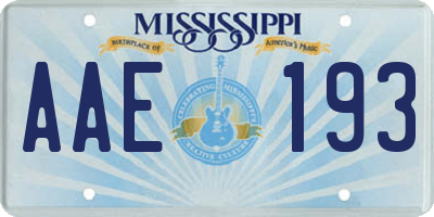 MS license plate AAE193