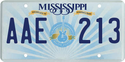 MS license plate AAE213