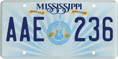 MS license plate AAE236