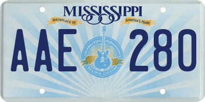 MS license plate AAE280