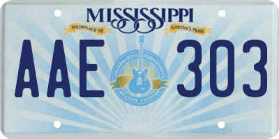 MS license plate AAE303