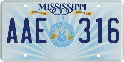 MS license plate AAE316