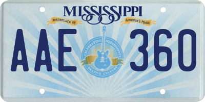 MS license plate AAE360